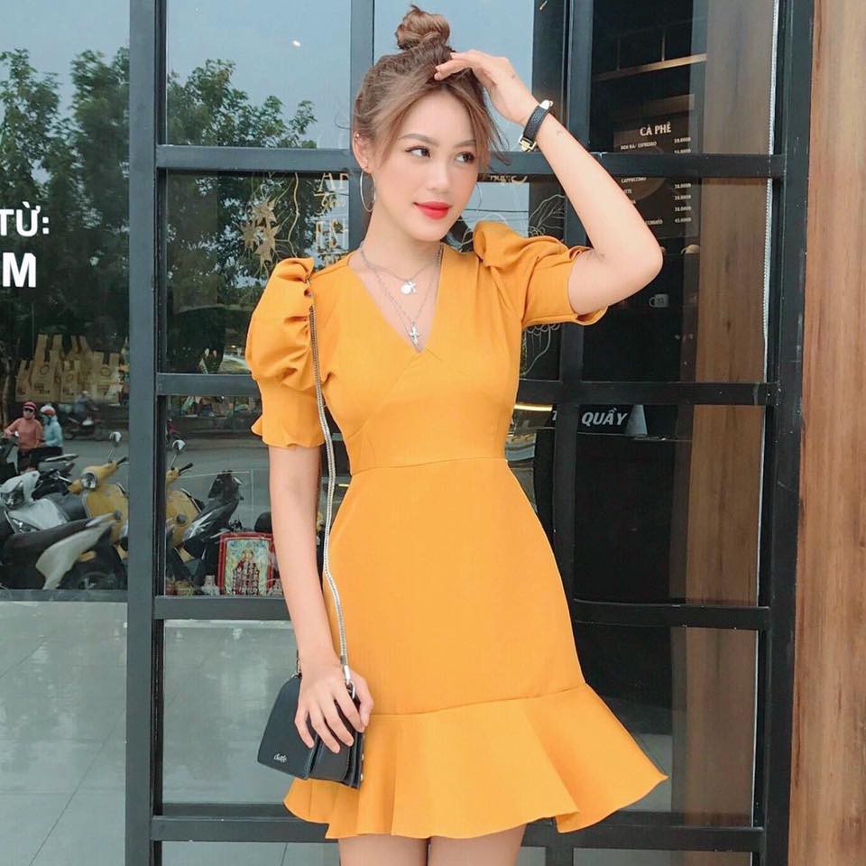 Đầm Nữ Tay Phồng Đuôi Cá