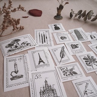 Sticker tem trắng đen - Room17vn
