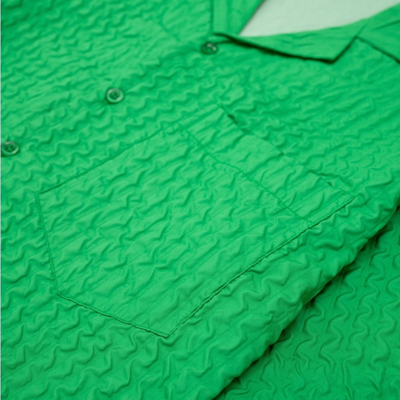 Áo sơmi ngắn tay form boxy 21ST URBAN Green Lumpy Shirt