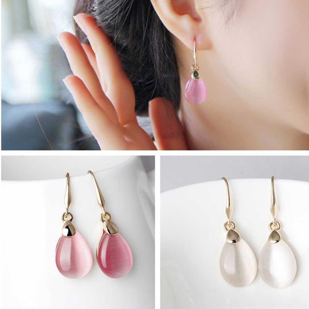 Bông tai hình giọt nước đính đá