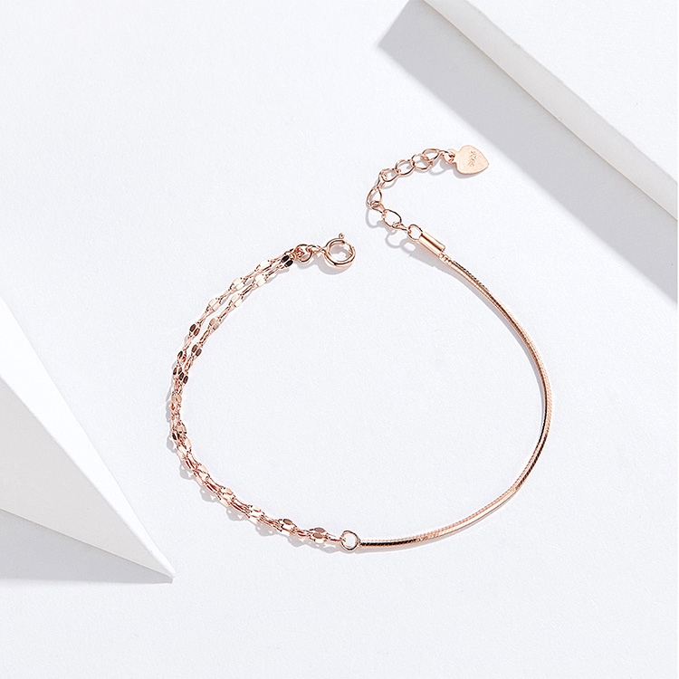 Vòng đeo tay Bamoer SCB149 màu vàng hồng giản đơn sang trọng