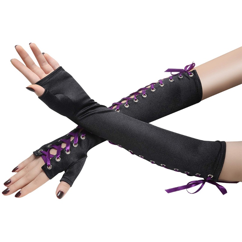 Găng Tay Satin Hở Ngón Giữ Ấm Thoáng Khí Thời Trang Cho Nữ