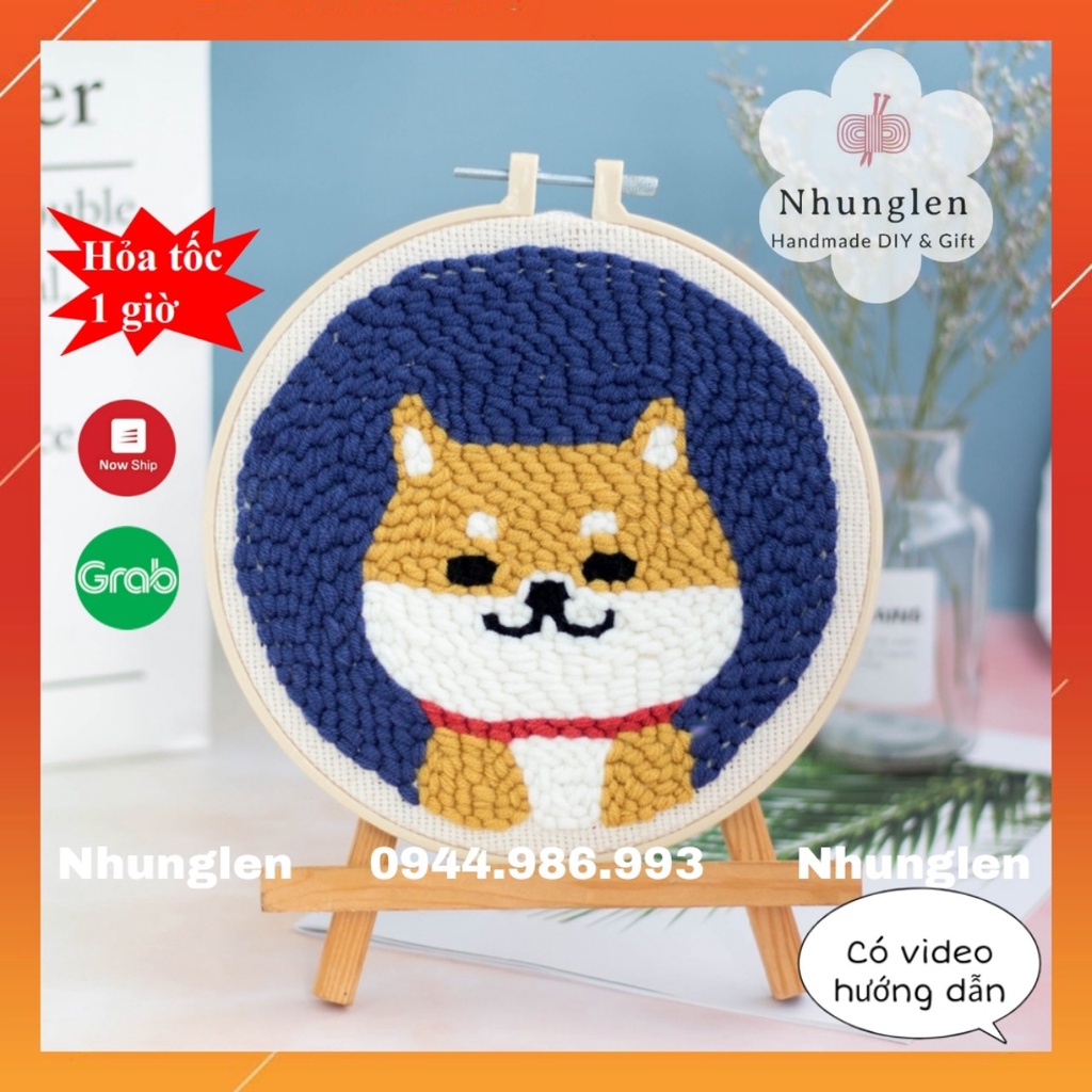 DIY Bộ Thêu Len Xù Shiba Vui Vẻ - Punch Needle Decor -  Qùa Tặng Handmade Ý Nghĩa