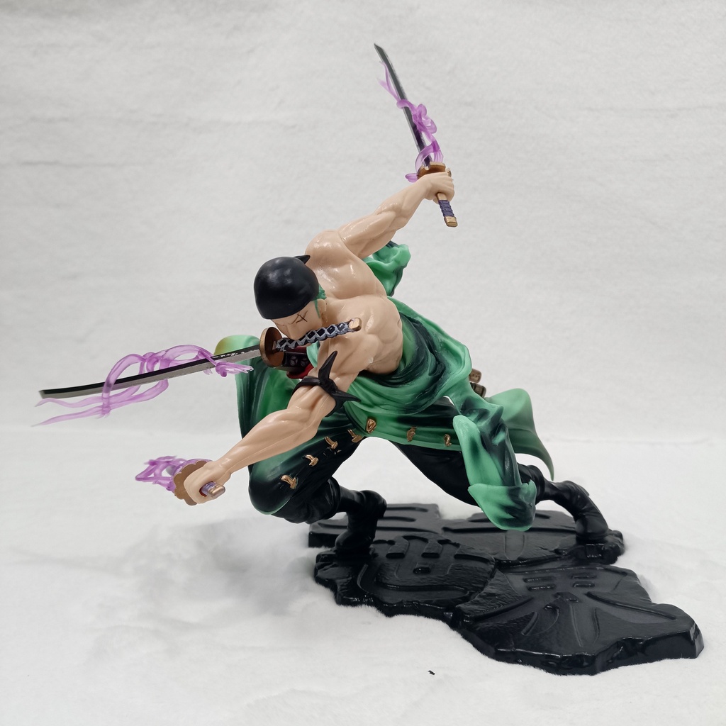 Mô hình nhân vật One Piece Zoro 3000 thế giới cao cấp - Mô hình Zoro 3 kiếm, hiệu ứng Hắc Kiếm, Figure anime One Piece