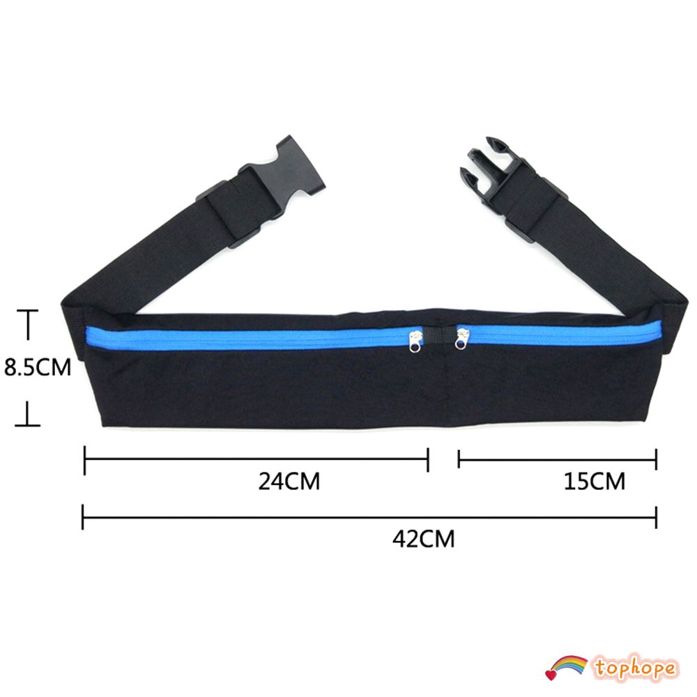 Dual Pocket Running Belt Zipper Waist Bag Sports Travel Outdoor Tophope