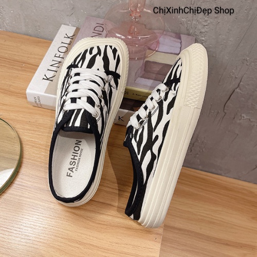 Giày đạp gót nữ mũi vuông | Giày sục nữ vải canvas ulzzang