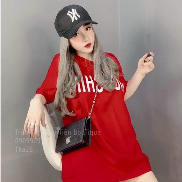 Áo thun cotton tay lỡ dáng rộng in chữ siêu hot Hàng y hình