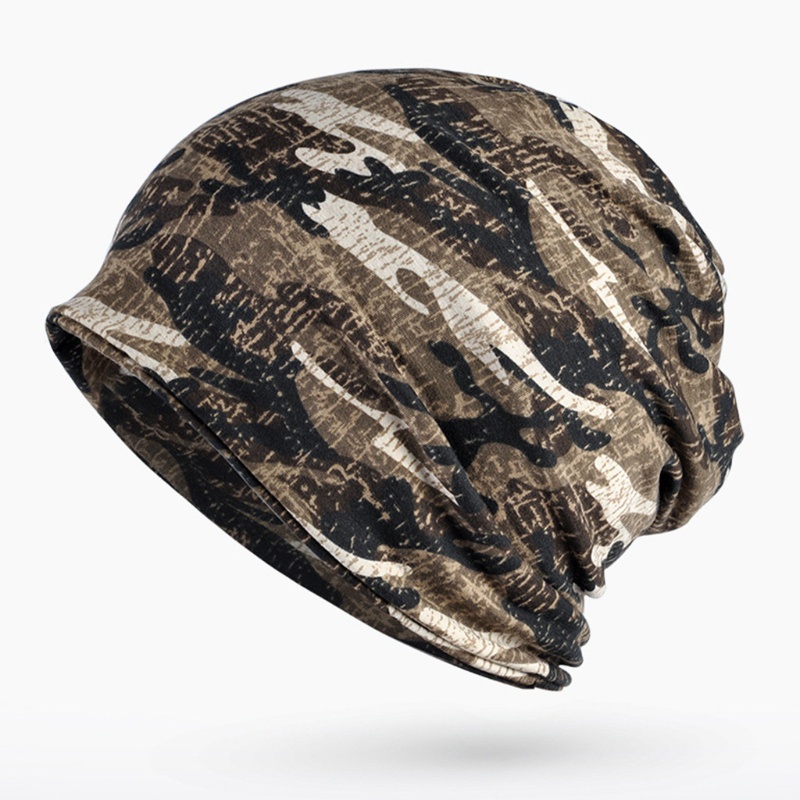 Mũ Trùm Đầu Kiêm Khăn Choàng Cổ 2 Trong 1 Họa Tiết Rằn Ri Giữ Ấm Tai Thời Trang Unisex