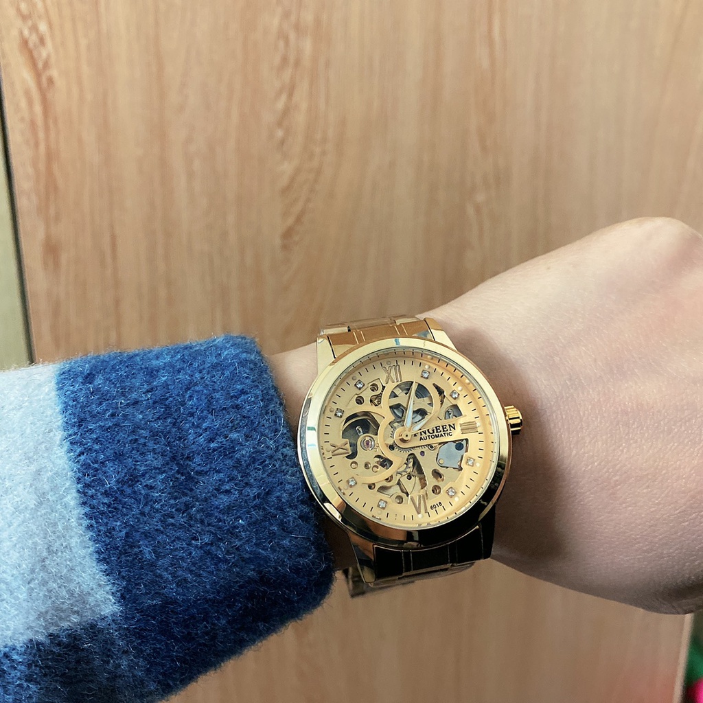 Đồng hồ nam Fngeen lộ máy automatic,, Đồng hồ Cơ Nam Thép không gỉ cao cấp kèm hộp và thẻ bảo hành