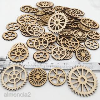 Set 100 Bánh Răng Gỗ Tự Nhiên 25-50mm Làm Đồ Thủ Công DIY Almencla2