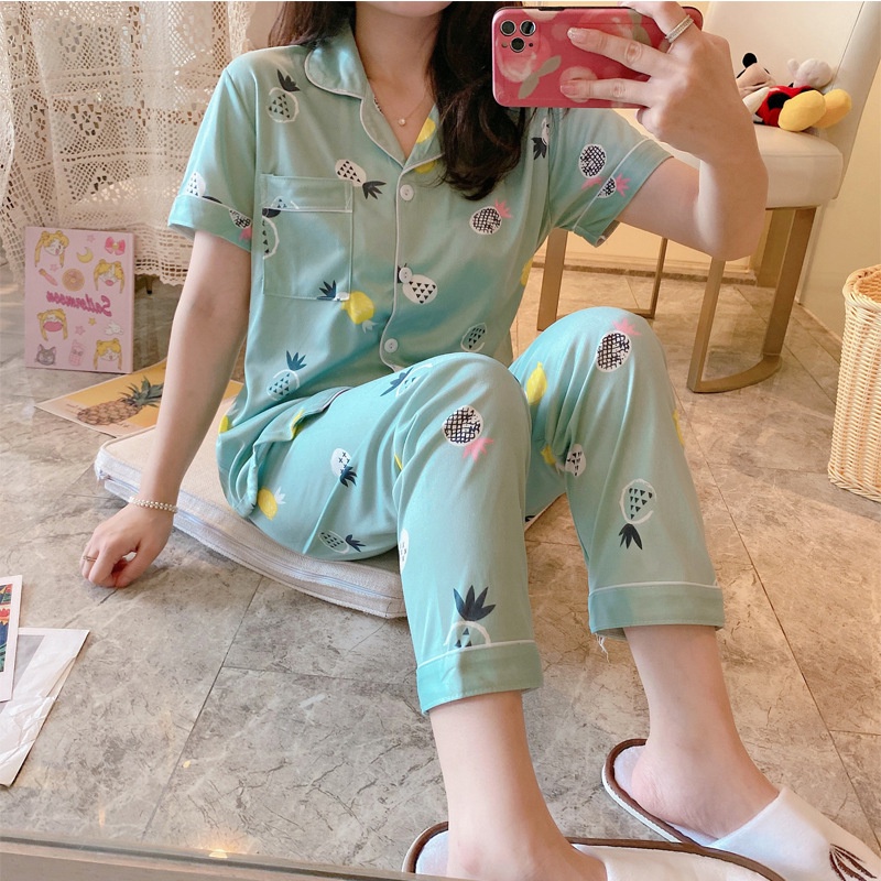 Đồ bộ pijama cộc tay bộ ngủ chất liệu vải mềm mại họa tiết dễ thương BC15