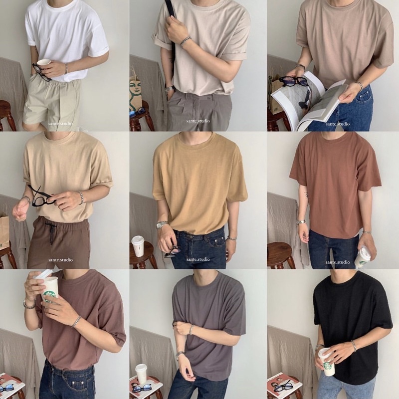 Áo thun trơn áo phông trơn nam basic cổ tròn vải cotton 2 chiều thoáng mát BY SANTÉ