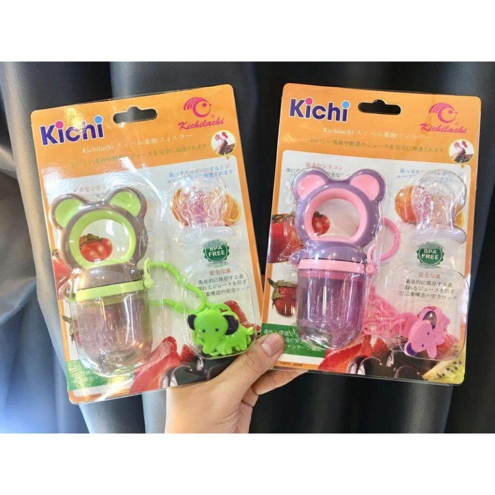 Túi nhai ăn dặm chống hóc Kichilachi tặng kèm 3 núm và móc treo cho bé