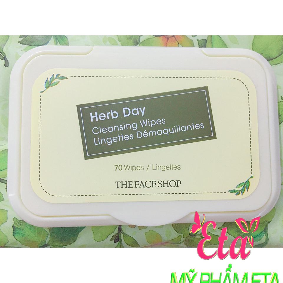 Tẩy trang TFS Herb Day Cleansing Wipes The Face Shop khăn giấy 20-70 miếng