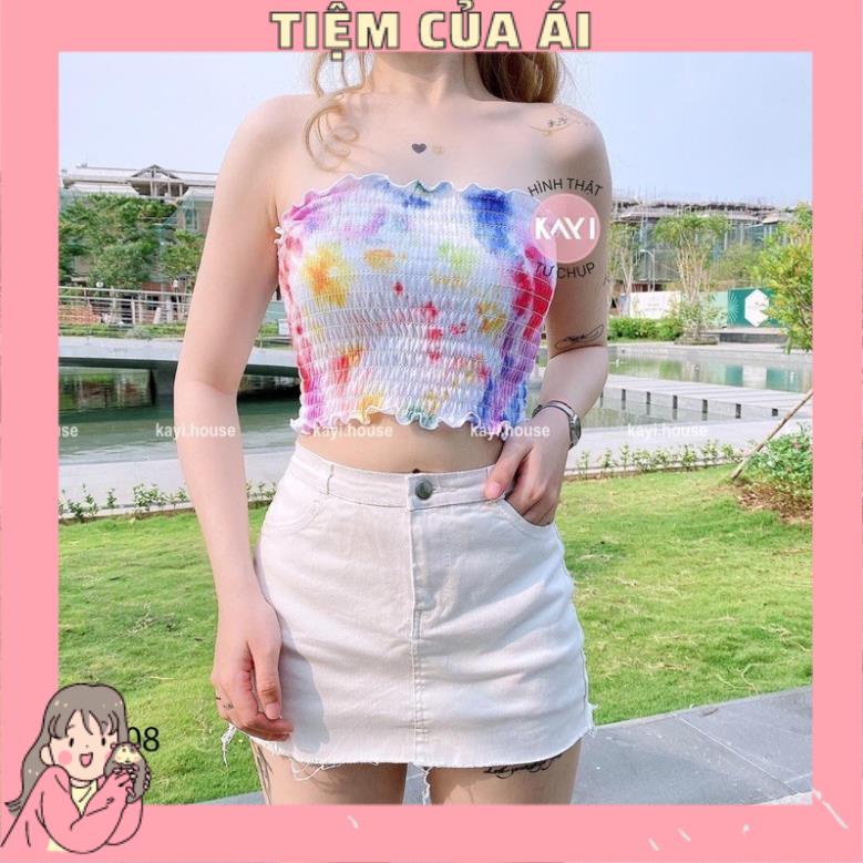 🌸 ÁO ỐNG NHÚN LOANG MÀU CROPTOP SIÊU XINH🌸