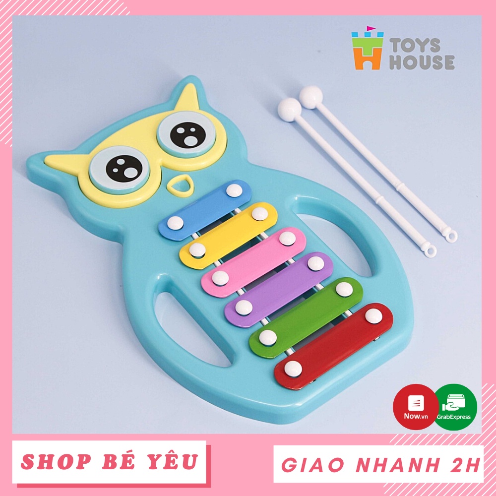 Đàn đồ chơi cho bé  𝑭𝒓𝒆𝒆𝒔𝒉𝒊𝒑  Bộ đàn gõ Xylophone hình cú mèo đáng yêu Toyshouse 6 Phím 2 dùi màu xanh