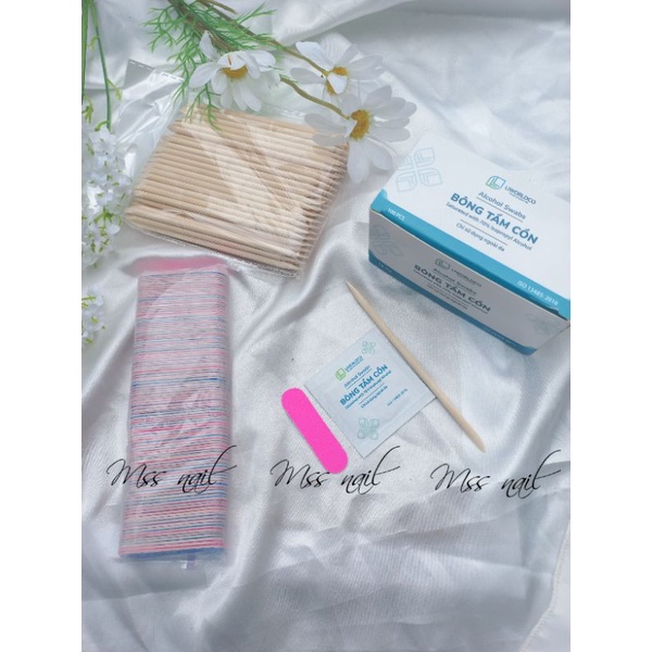 Full phụ kiện nailbox 50, 100 dũa mini , bông tẩm cồn , que gỗ
