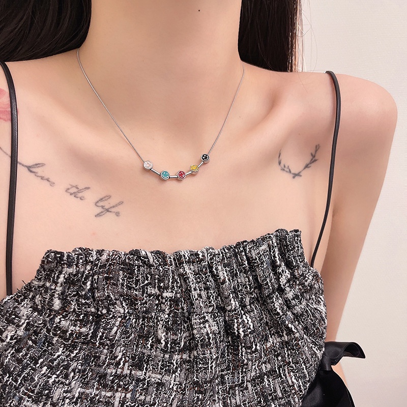 Vòng cổ Thép Titan Mặt Cười Nhiều Màu Sắc Thời Trang Hàn Quốc