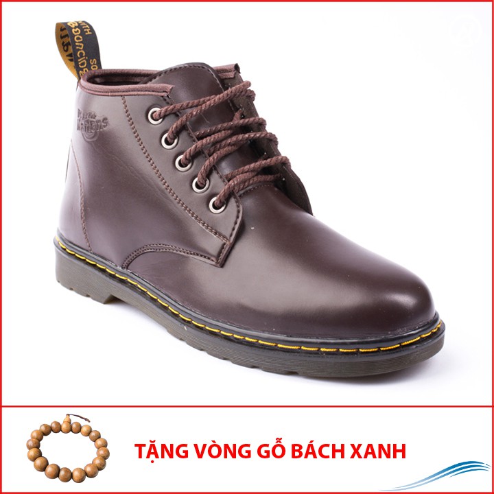 [Có Video Thật] Giày Boot Nam Cổ Lửng Đế Khâu Da Trơn Màu Nâu Phong Cách - M354-NAU(GB)- Kèm Vòng Gỗ Bách Xanh