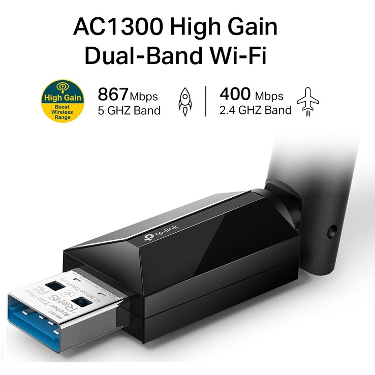[Mã 99ELHA giảm 7% đơn 300K] Cạc Mạng Không Dây USB TP-Link Archer T3U Plus AC1300 | BigBuy360 - bigbuy360.vn
