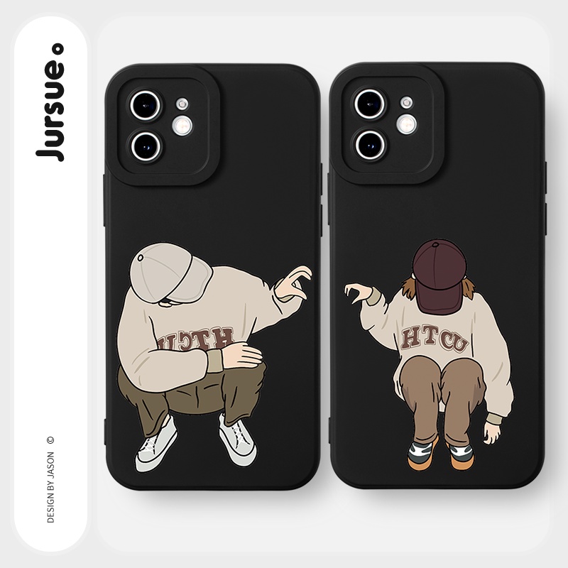 Ốp lưng JURSUE hoạt hình cặp đôi dễ thương đẹp cho iPhone 13 12 11 Pro Max SE 2020 X XR XS 8 7 ip 6S 6 Plus kute Y1883