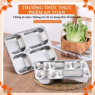Khay Cơm Phần 4 5 Ngăn INOX Có Nắp Cao Cấp