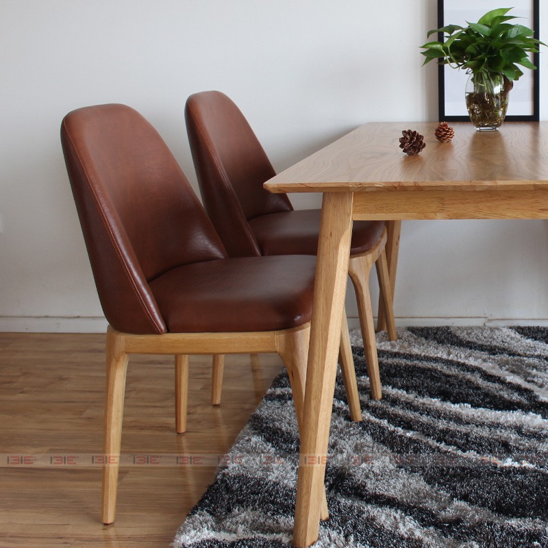 Bộ bàn ăn 4-6-8 ghế bọc nệm IBIE Grace gỗ cao su, tùy chọn màu sắc, phong cách hiện đại, hàng xuất khẩu loại 1