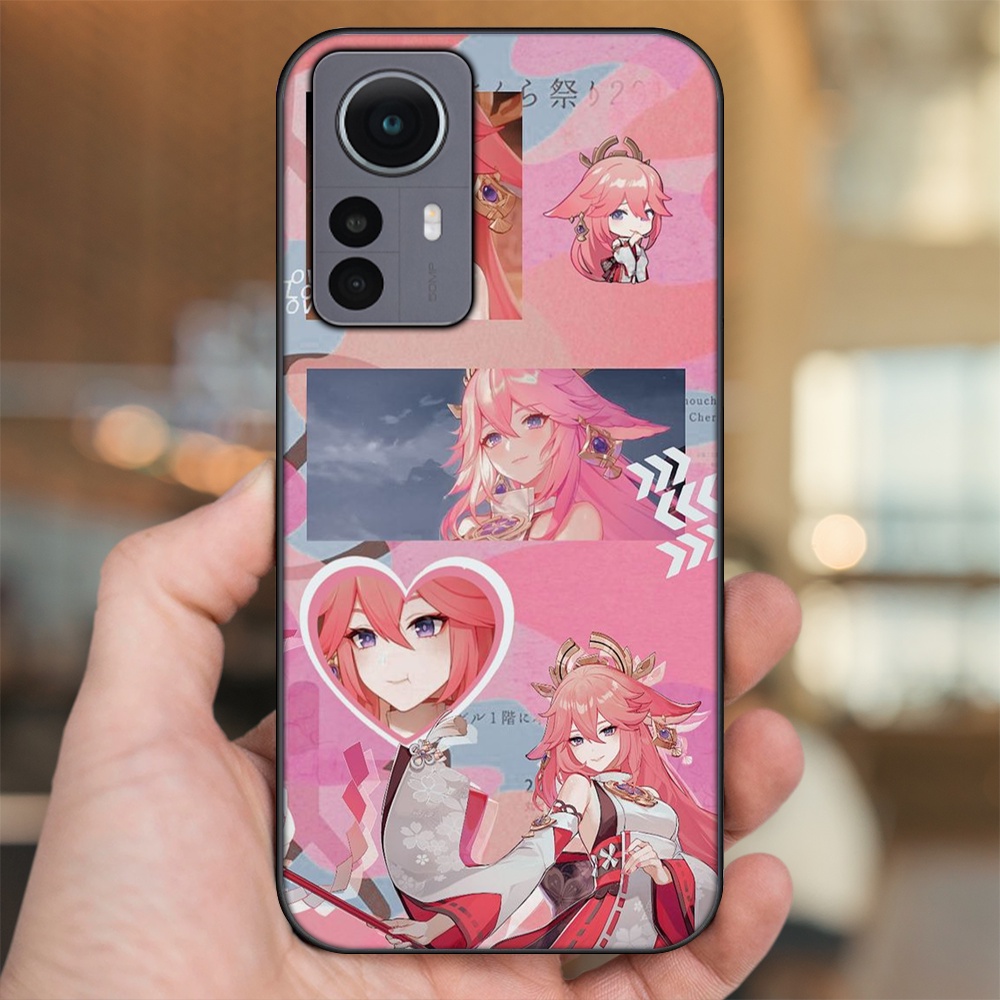 Ốp lưng Xiaomi 12 viền đen in hình Yae Miko Genshin Impact