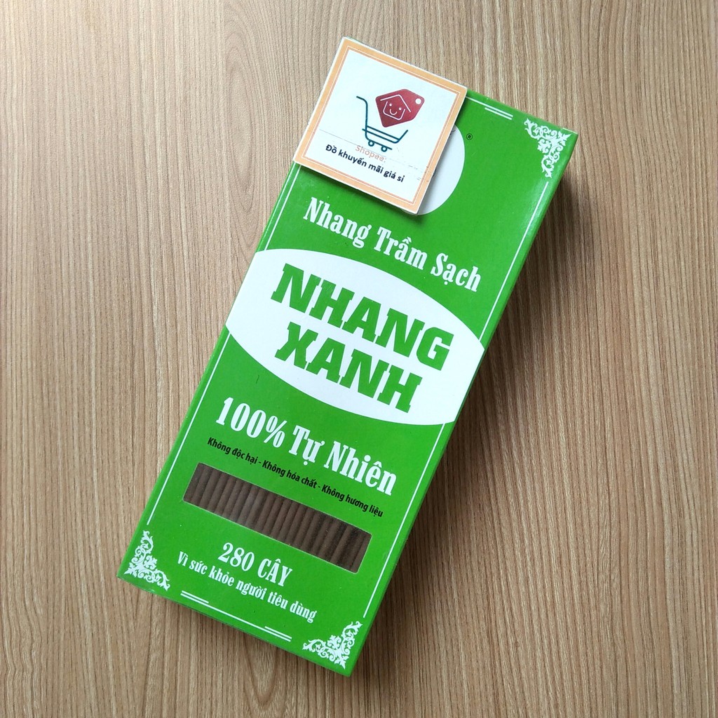 Nhang Xanh trầm hương 2 tấc 100% thiên nhiên [HỘP 200G] ít khói, dùng cả cho phòng máy lạnh