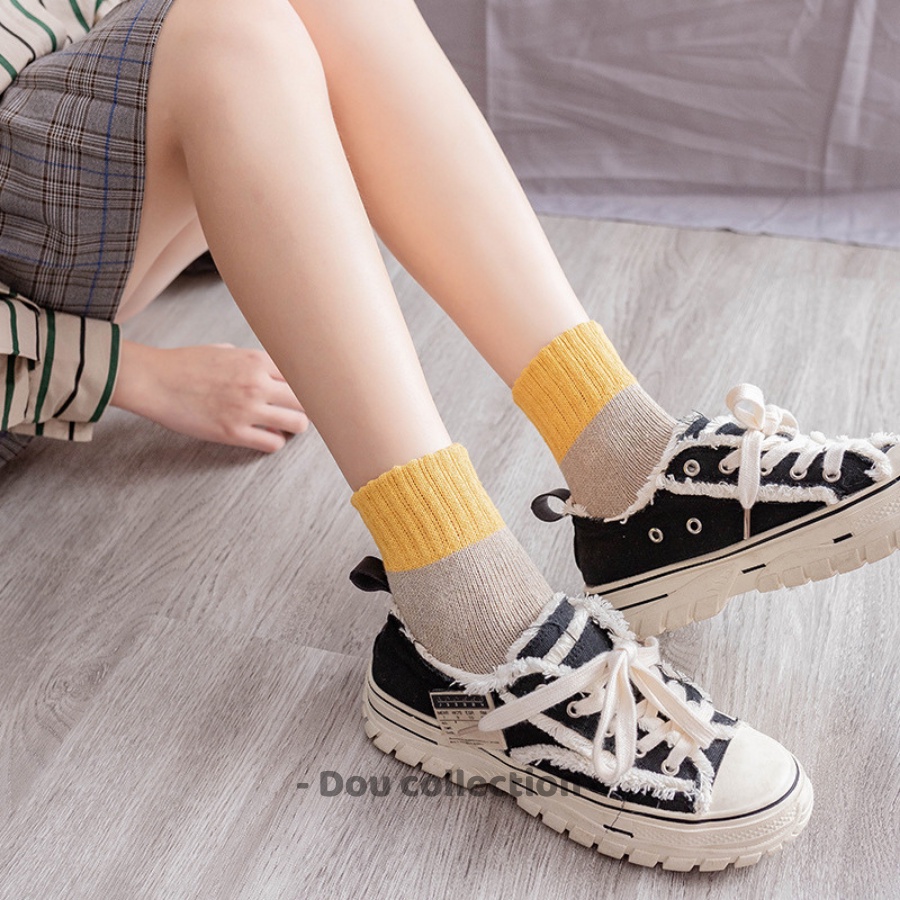 [NowShip2h] Vớ Tất Cotton Unisex Cổ Cao Retro Phối Nhiều Màu Phong Cách Nhật Bản Thời Trang Thu Đông - Mã TV023