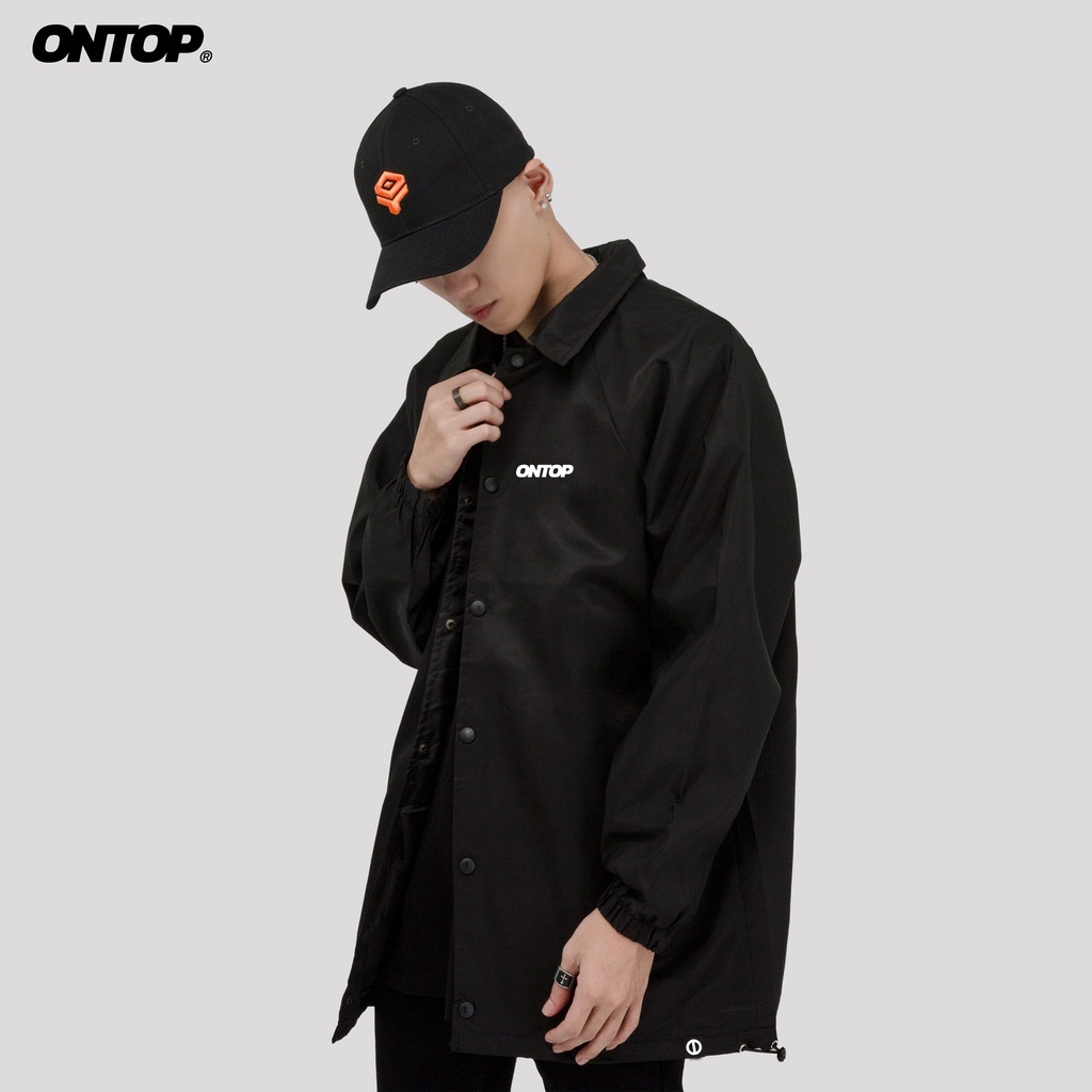 Áo khoác dù nam local brand form rộng màu đen ONTOP Basic EMB Jacket O15-AK6