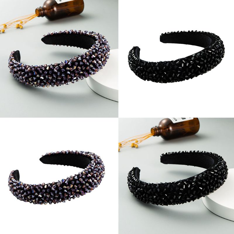 Băng Đô Nhung Đính Hạt Thủy Tinh Lấp Lánh Phong Cách Baroque