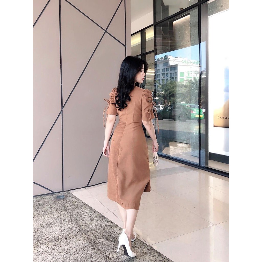 VÁY RÚM EO- VÁY THIẾT KẾ DÁNG RÚM EO ĐÍNH CÚC NGỌC | BigBuy360 - bigbuy360.vn