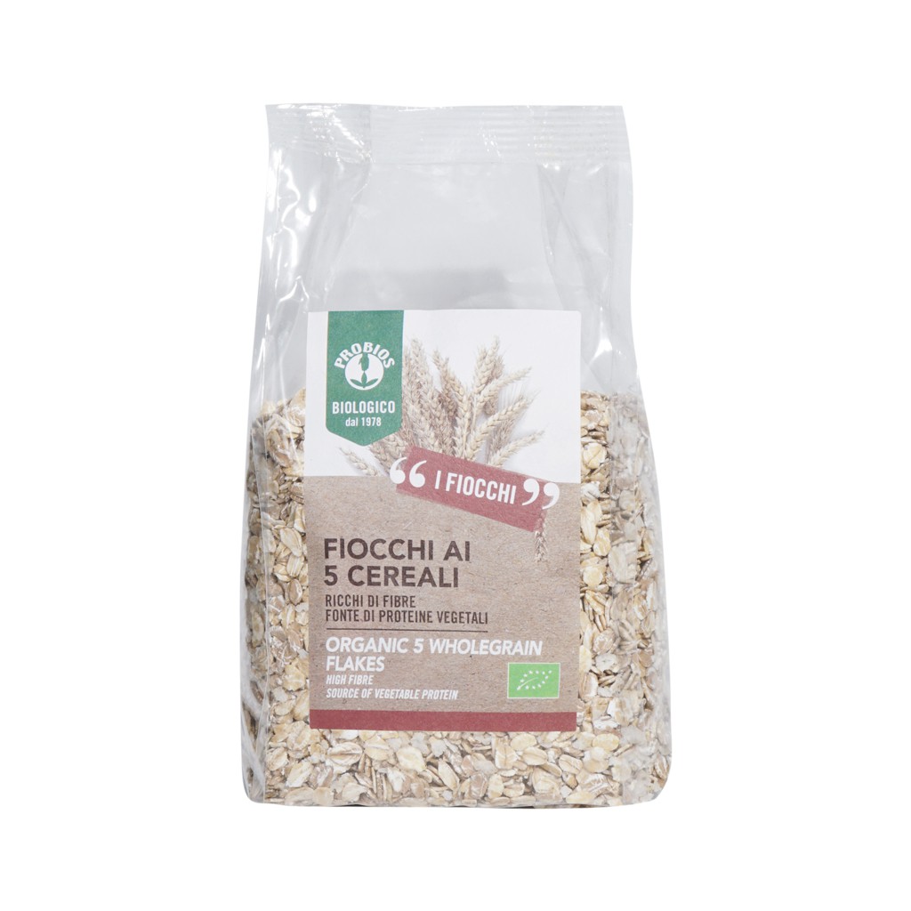 Ngũ Cốc Hỗn Hợp 5 Loại Hạt Hữu Cơ Cán Dẹp 500g ProBios Organic 5 WholeGrain Flakes