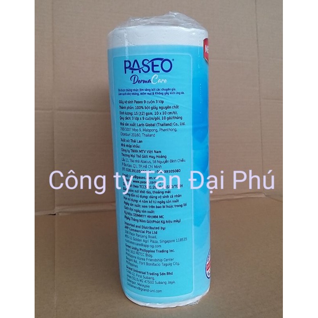 Giấy vệ sinh Paseo Derma Care 9 cuộn 3 lớp