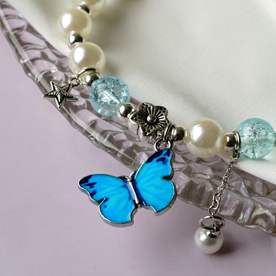 Vòng đeo tay chuỗi hạt pha lê hình bướm dễ thương cho nữ | BigBuy360 - bigbuy360.vn