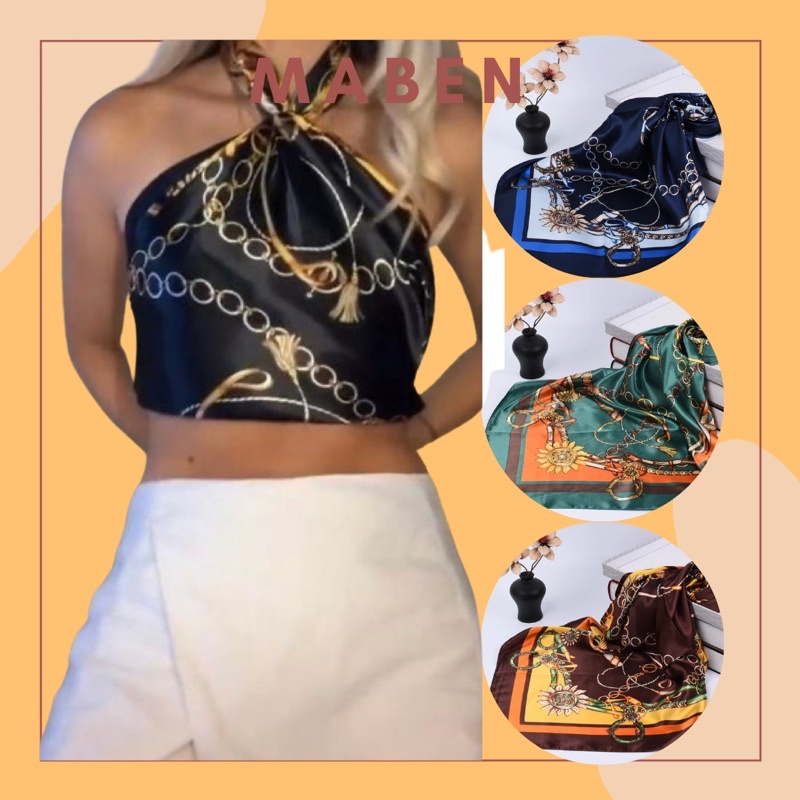 Khăn bandana choàng cổ thanh lịch turban cột áo yếm size 90cm - Maben