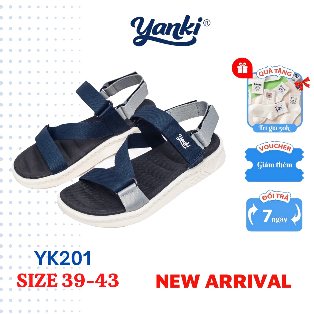 Giày Sandal Nam Thể Thao YANKI Quai Chéo Streetstyle YK201 - Xanh Xám