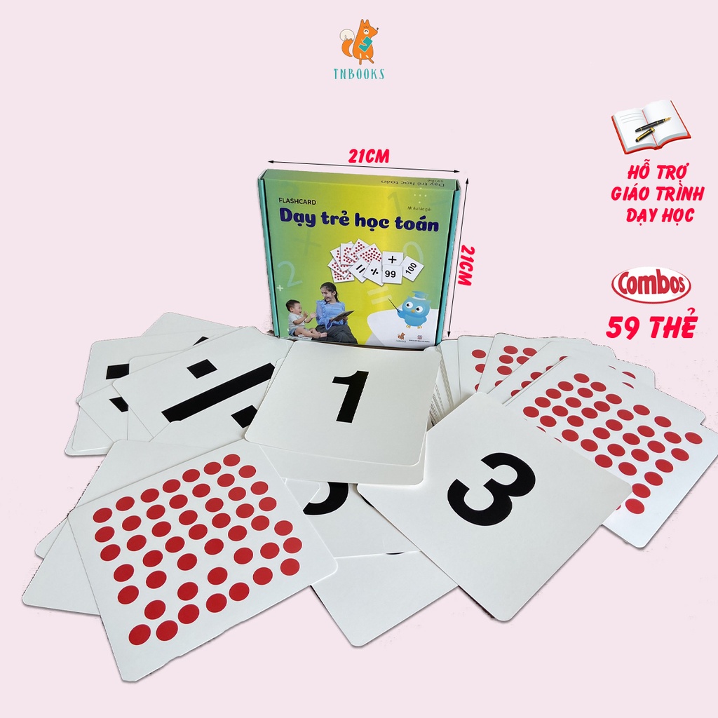 Flashcard Dạy Trẻ Học Toán Glenn Doman- Bộ 59 thẻ học thông minh phát triển tư duy logic cho trẻ từ 0-6 tuổi
