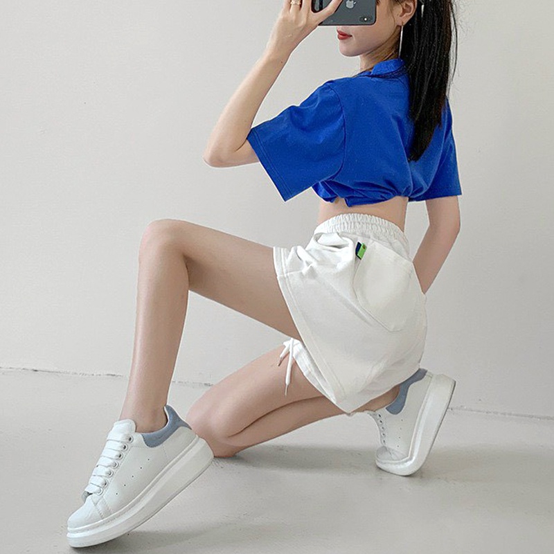 Quần đùi nữ ống rộng L99, quần short nữ trơn logo AE chất liệu cao cấp dày dặn phong cách Hàn Quốc cá tính Q10,