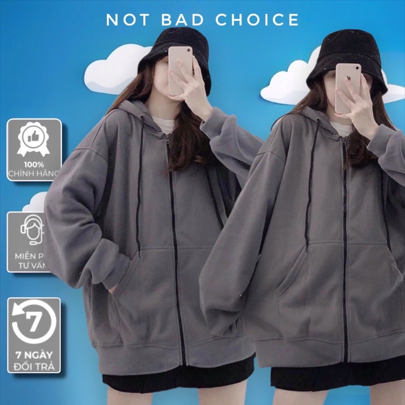 Áo Khoác Nỉ Unisex XÁM CHUỘT TRƠN HOT2022 ulzzang NBC