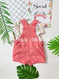 Bộ yếm Carter’s màu hồng (Ảnh thật Shop tự chụp)