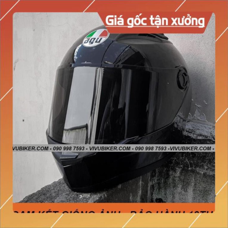 KHO SG-  [Giống ảnh] Mũ bảo hiểm Fullface AGU đen bóng - Asia mt136 đen nhám kèm sừng BATMAN chính hãng bảo hành 12th