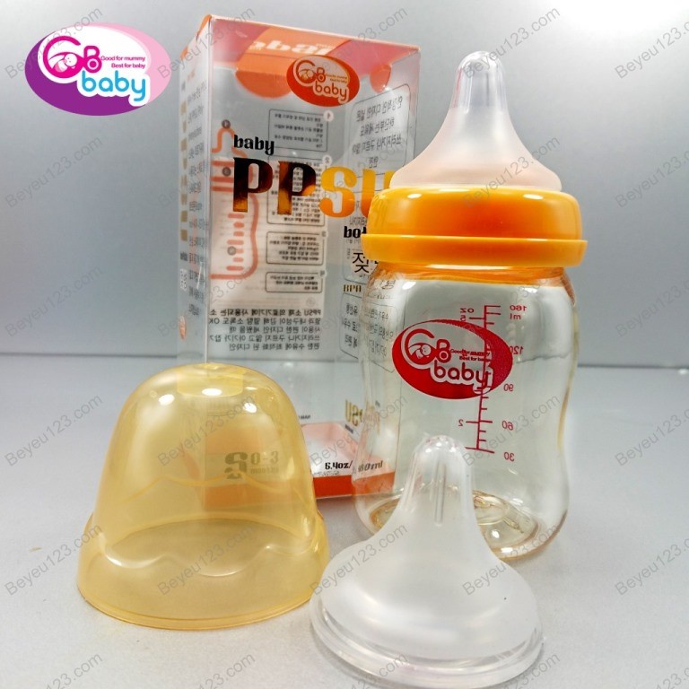 (90ml / 160ml / 280ml) Bình sữa cổ rộng cao cấp PPSU GB BABY (Công nghệ Hàn Quốc)