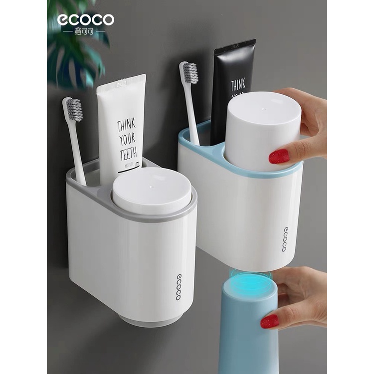 Giá cắm bàn chải dán tường kèm 2 cốc Ecoco E1905 (giao ngẫu nhiên)