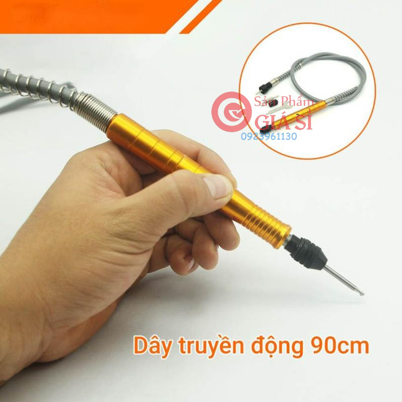 dây nối dài chuyển động cốt 3mm đầu kẹp 3 chấu hợp kim vàng dùng cho máy khoan và máy khoan mài khắc ❤️freeship❤️