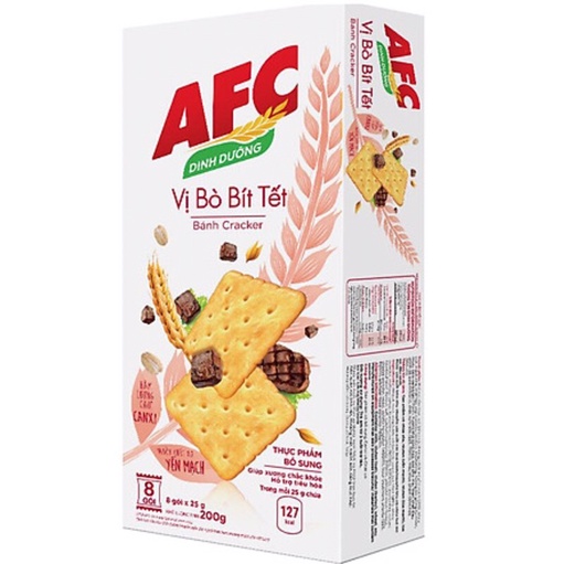 Bánh cracker AFC dinh dưỡng vị lúa mì/ rau cải/ bò bít tết hộp 100g &amp; 200g