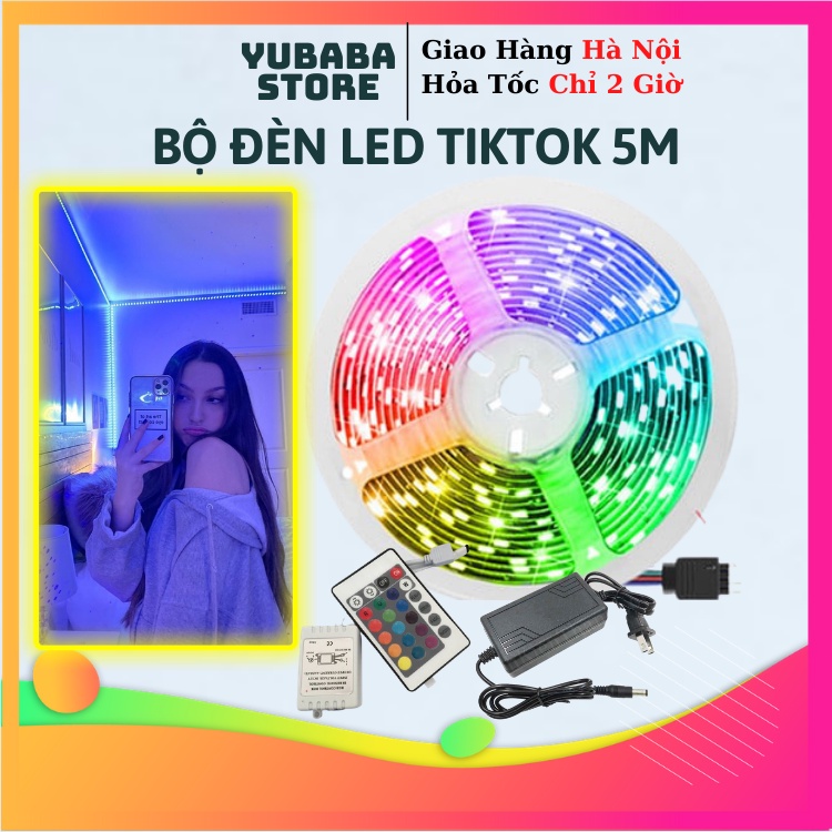 Bộ Đèn LED RGB Dài 5M,5050 Chống Nước, Đổi Màu, Đèn Nháy Trang Trí ( Nguồn + Đèn RGB +Điểu Khiển)