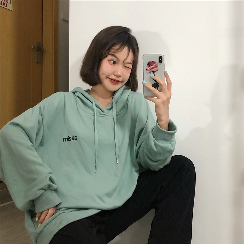 [CÓ BIG SIZE] Áo Hoodie Nữ Nỉ Da Cá Ulzzang Dáng Rộng HD74 - Liti shop