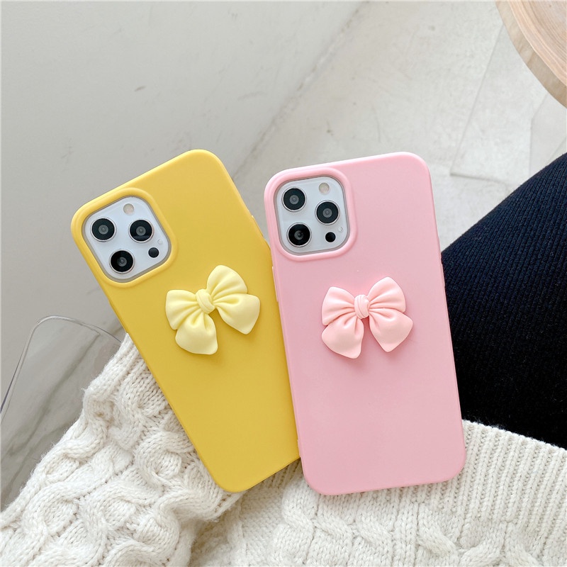 Ốp Điện Thoại Silicone Màu Kẹo Có Nơ Cho OPPO A12 A3S A5S A5 A7 A59 A95 A57 A83 A39 A79 A92 A52 A53 F5 F9 F1S F11 A15S A74 A54